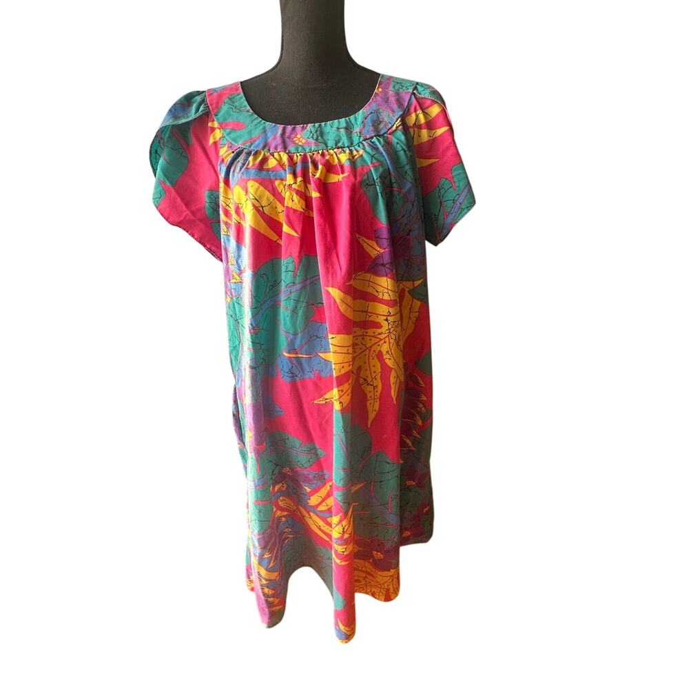 Vintage 70s Royal Creations Hawaii Muumuu Kaftan Floral XL A-Line Maxi